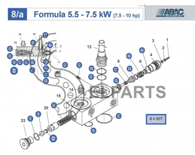 Ремкомплект термостата и КМД для компр.FORMULA 7,5-10HP код 9056901(8973035342)_Ab